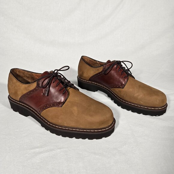 RARE Vintage 1985 TOMMY HILFIGUER Old Stock Brown Leather Oxford Shoes Men's 12M - Picture 1 of 17